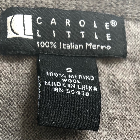 Carole Little 100% Italian Merino wool striped brown gray black shawl sweater - Picture 4 of 5